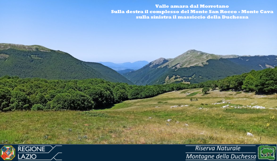 In foto Valle Amara vista dal Monte Morretano	,  con a sinistra 
il massiccio della Duchessa e a destra il complesso Monte San Rocco - Monte Cava	