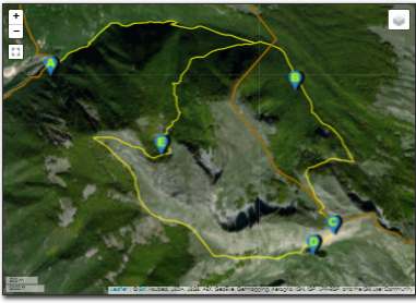 Mappa con foto satellinare dell'itinerario 10: Valle Amara - Fossa Conca - Fonte la Vena - Monte Ginepro - Valle dell'Asina - Valle Amara