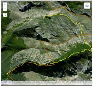 CAI 103 (Bocca di Teve, Capo Teve, Lago della Duchessa), anteprima miniatura mappa satellitare