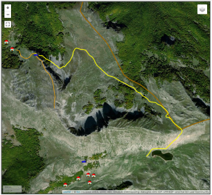 CAI 104B (parte ex 2E) <br />Rifugi di Fonte La Vena, Sorgente Fonte la Vena, Monte Ginepro, Mercuro Lago della Duchessa), anteprima miniatura mappa satellitare