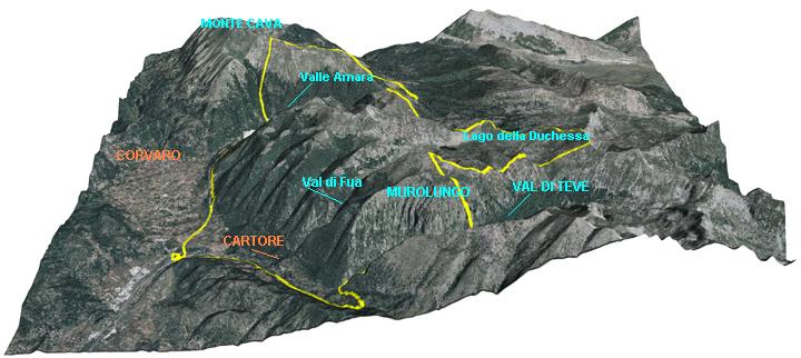 Ricostruzione 3D del del territorio della Riserva Naturale Montagne della Duchessa
