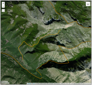 CAI 102B (Cartore, Prato San Leonardo, Lago della Duchessa), anteprima miniatura mappa satellitare