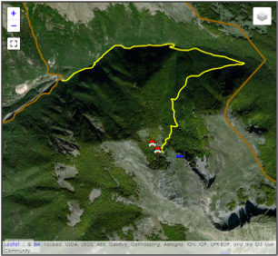 CAI 104 (Valle Amara, Fossa Conca, rifugi di Fonte La Vena), anteprima miniatura mappa satellitare