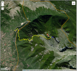CAI 105 (Anguizzola, Prime Prata, Iaccio della Capra, Rifugi di Fonte La Vena), anteprima miniatura mappa satellitare