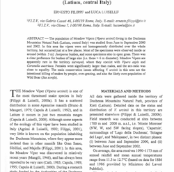 Immagine del frontespizio della pubblicazione - Aspects of the ecology and conservation of the Meadow Viper, 
Vipera ursinii, in the Duchessa Mountains Natural Park 
(Latium, central Italy)